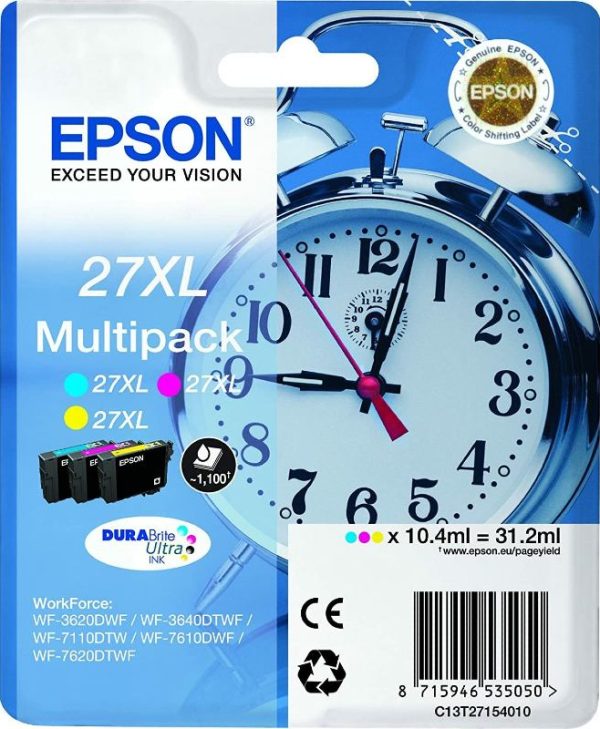 Epson Original Ink 27XL Multipack 3-Color (Cyan, Magenta, Yellow) C13T27154010
