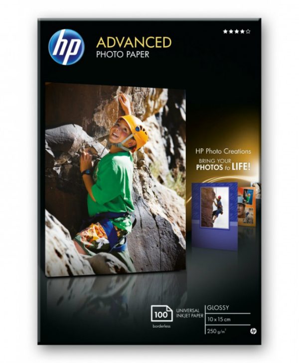 Advanced Glossy Photo Paper HP A6 (10X15cm on borderless) 100Shts 250gr (Q8692A)