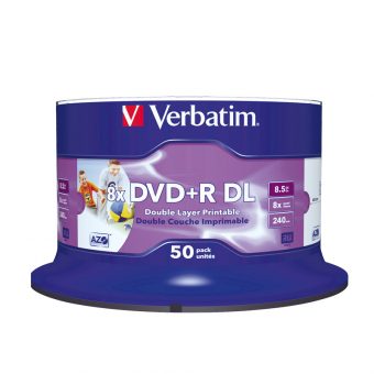 Verbatim Printable DVD+R DL 8.5 GB 8x 50pk 43703