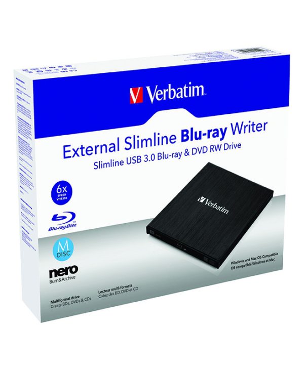Verbatim External Slim Blu-Ray Recorder USB 3.0 Black 43890