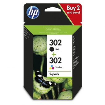HP 302 2-Pack Black/Tri-Color Ink X4D37AE