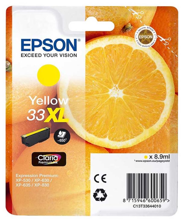 Epson 33XL Yellow Ink Cartridge C13T33644012