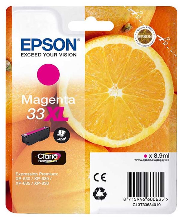 Epson 33XL Magenta Ink Cartridge C13T33634012