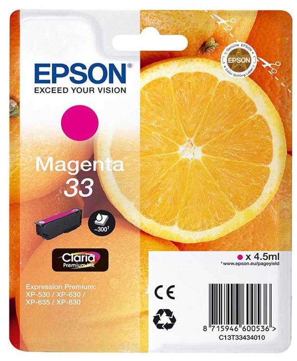 Epson 33 Magenta Ink Cartridge C13T33434012