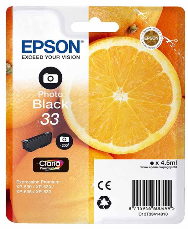 Epson 33 Photo Black Ink Cartridge C13T33414012