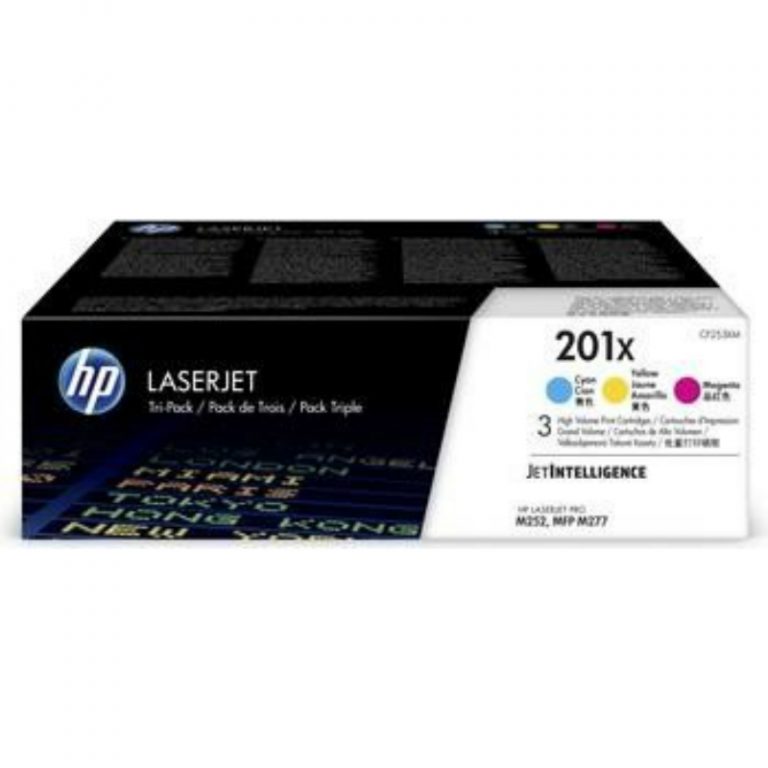 HP 201X Tri Pack High Yield CyanMagentaYellow Original LaserJet Toner CF253XM