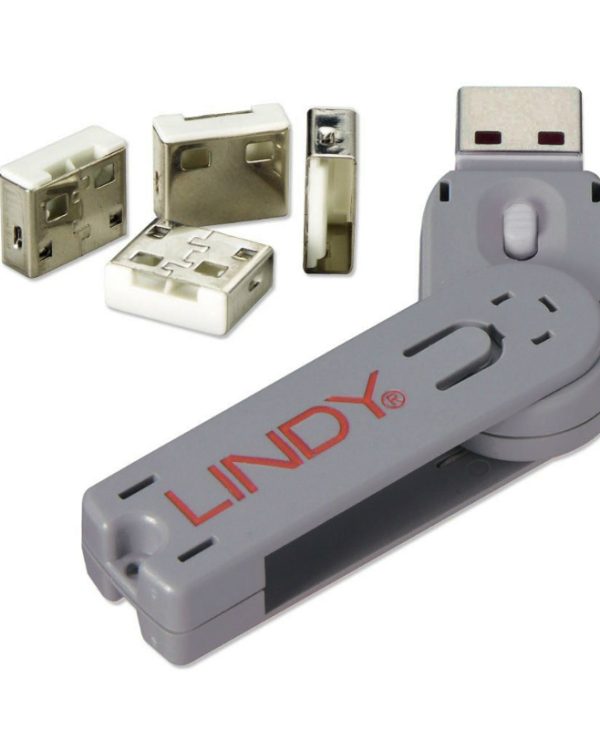 Lindy USB Port Blocker 4 x Locks + 1 x Key White 40454