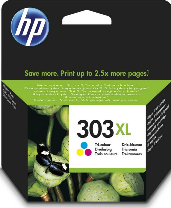 HP 303XL High Yield Tri-color Original Ink T6N03AE