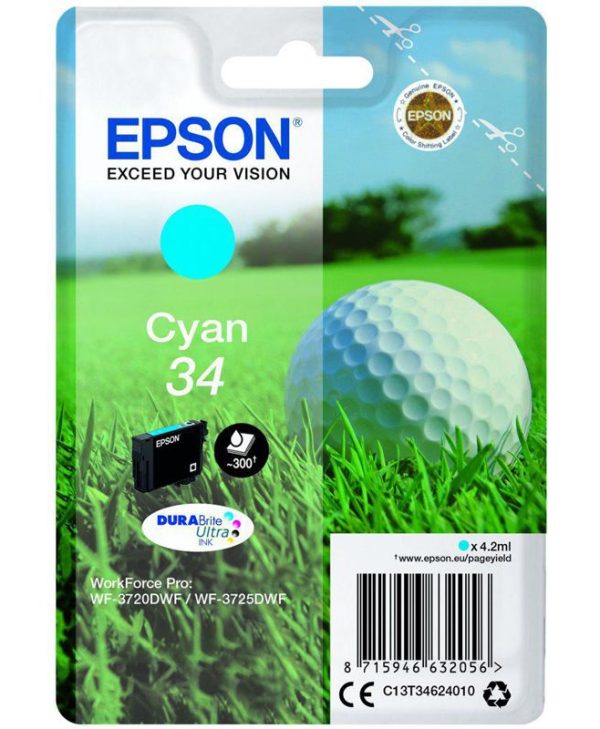 Epson Cyan 34 Durabrite Ultra Ink 4.2ml C13T34624010