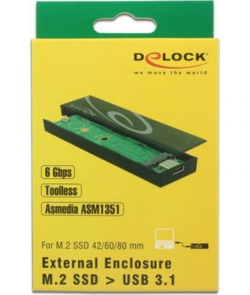 DeLock M.2 SSD USB 3.1 Gen2 Type-C External Enclosure Black 42597_6
