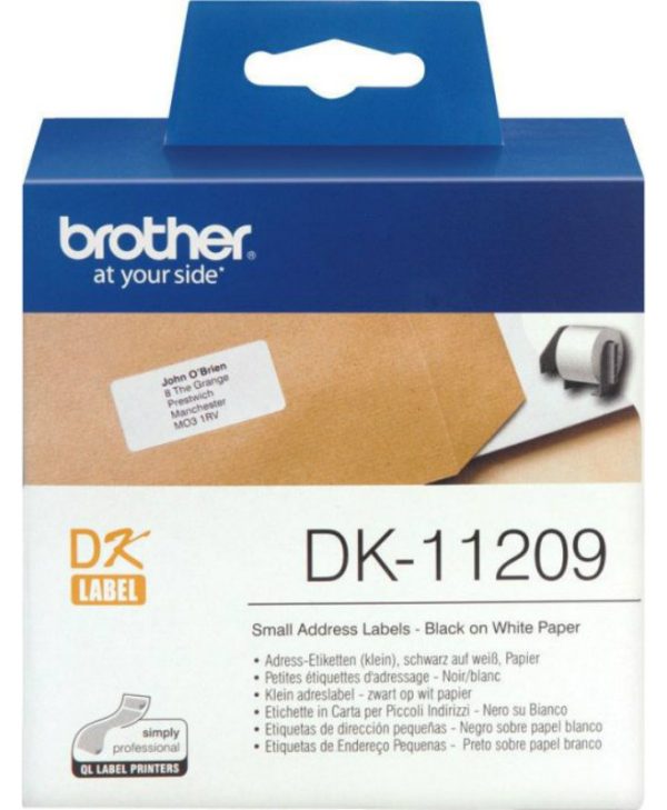 Brother Black on White 800 Adress Labels 29x62mm DK11209