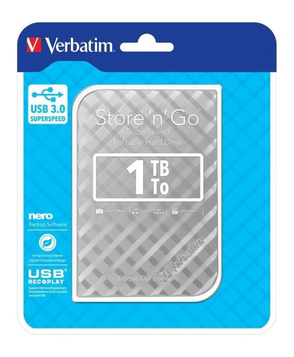Verbatim Store 'n' Go 1TB 2.5" USB 3.0 Silver 53197