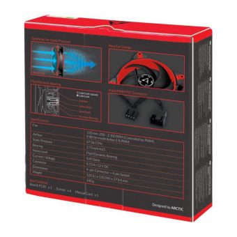 Arctic BioniX P120 Pressure-Optimised 120mm Gaming Fan with PWM PST Red ACFAN00115A - Image 7