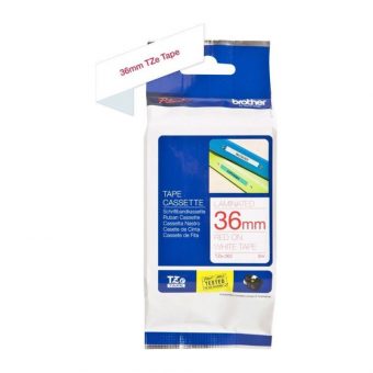 Brother Labelling Tape Cassette Red on White 36mmx8m TZe-262