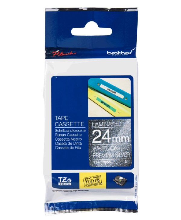 Brother Labelling Tape Cassette White on Premium Silver 24mmx8m TZe-PR955