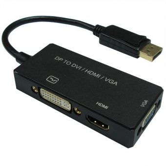 Value DisplayPort Male - VGA/DVI/HDMI Female Active Adapter 0.1m Black 12.99.3153