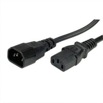 Roline Power Cable Extension IEC320 C14 Male - IEC320 C13 Female 0.5m Black 19.08.1505