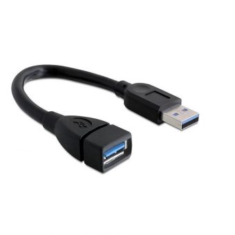 Delock Extension Cable USB-A 3.0 Male to USB-A 3.0 Female 0.15m Black 82776