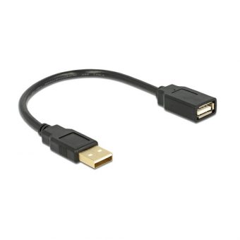 Delock Extension Cable USB-A 2.0 Male to USB-A 2.0 Female 0.15m Black 82457