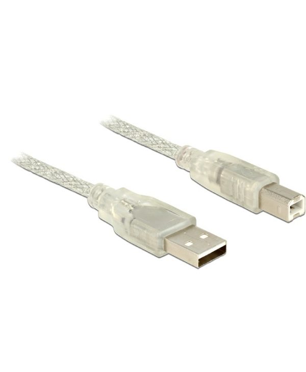 Delock Cable USB-A 2.0 Male to USB-B 2.0 Male 3m Transparent 83895