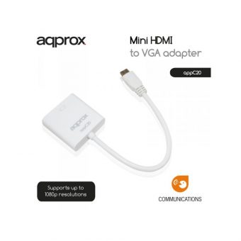 Approx Adapter Mini HDMI Male to VGA Female White C20