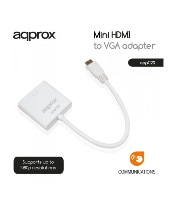 Approx Adapter Mini HDMI Male to VGA Female White C20