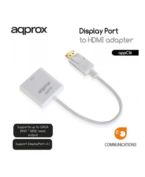 Approx Adapter Displayport 1.1 Male to HDMI Female White C16