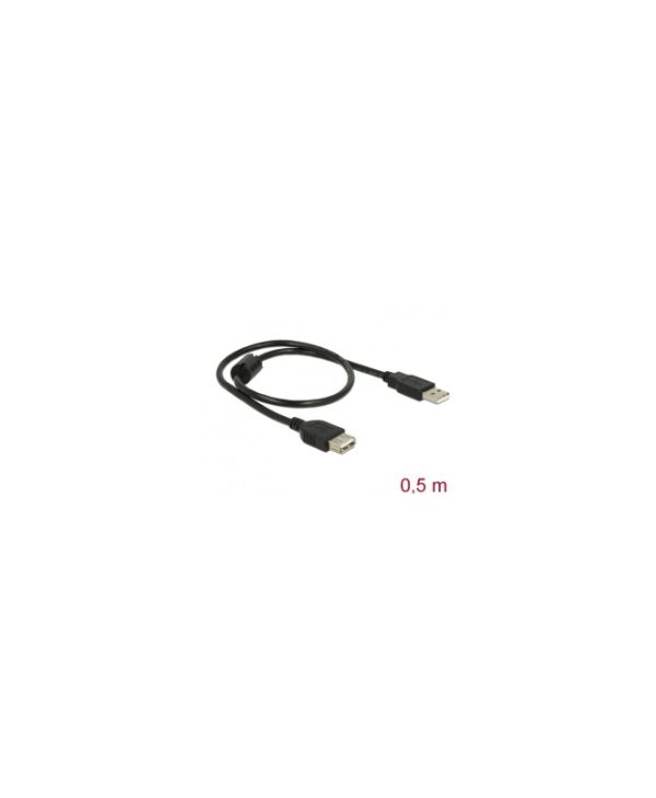 Delock Extension Cable USB-A 2.0 Male to USB-A 2.0 Female 0.5m Black 83401