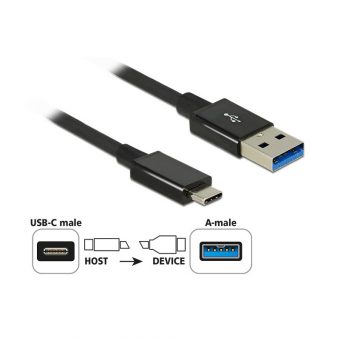 Delock Cable USB-A 3.0 Male to USB-C 3.0 Male 1m Black 83983