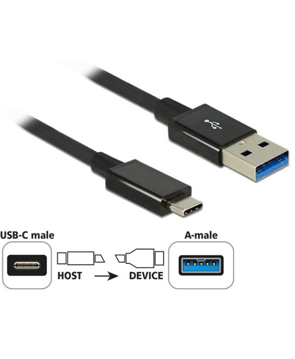 Delock Cable USB-A 3.0 Male to USB-C 3.0 Male 1m Black 83983