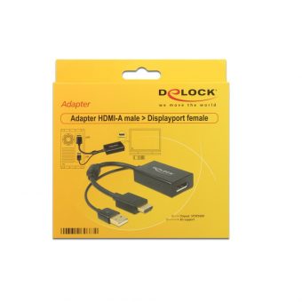 Delock Adapter HDMI Male to Displayport 1.2 Female Black 62667