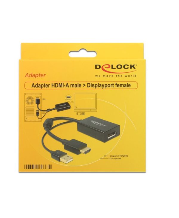 Delock Adapter HDMI Male to Displayport 1.2 Female Black 62667