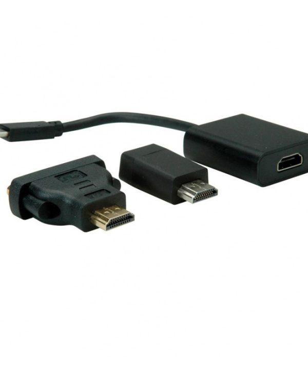 Value Adapter USB-C Male to VGA/DVI/HDMI Female Black 12.99.3229