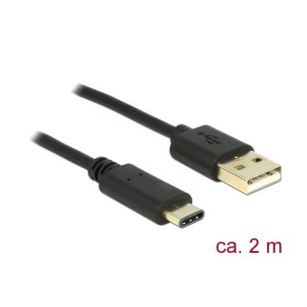 DeLock Cable USB 2.0 Type-A Male - Type-C Male 2m Black 83327