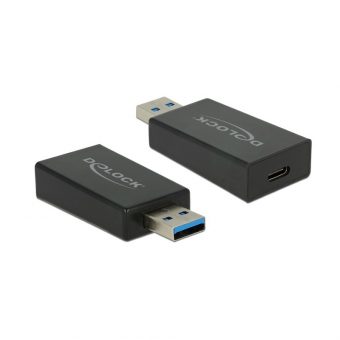 DeLock Converter USB 3.1 Gen2 Type-A Male - Type-C Female Active Black 65689