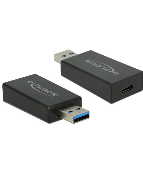 DeLock Converter USB 3.1 Gen2 Type-A Male - Type-C Female Active Black 65689