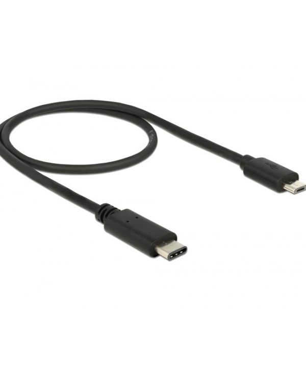Delock Cable USB-C 2.0 Male to Micro USB-B 2.0 Male 0.5m Black 83333
