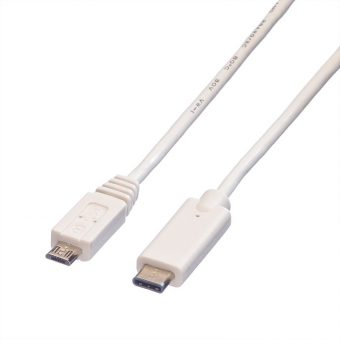 Value Cable USB 2.0 Type-C Male - Micro-USB Type-B 1m White 11.99.9020