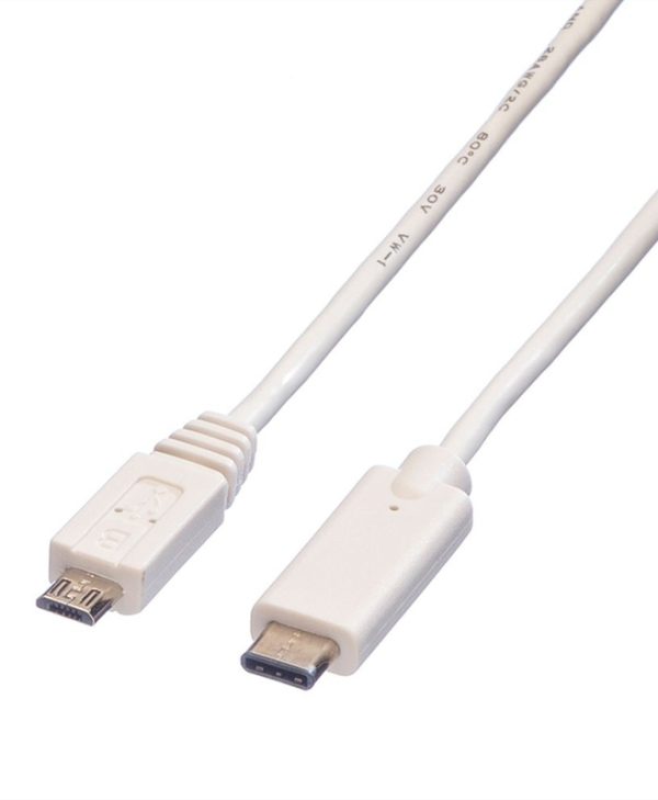 Value Cable USB 2.0 Type-C Male - Micro-USB Type-B 1m White 11.99.9020