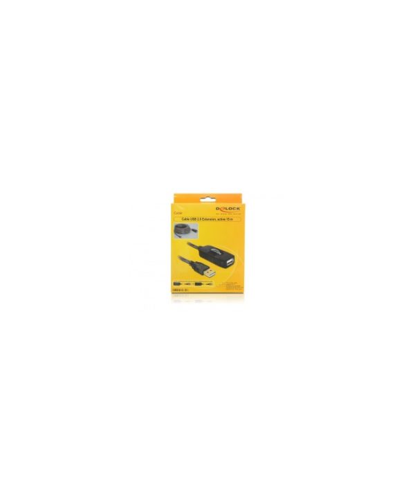 Delock Repeater Cable USB-A 2.0 Male to USB-A 2.0 Female 15m Black 82689