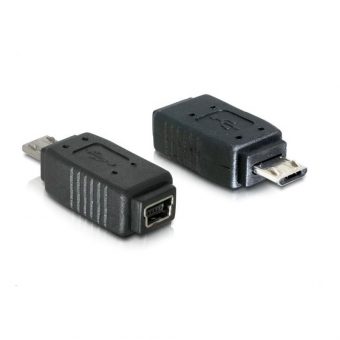 Delock Adapter Micro USB 2.0 Type-B to Mini USB 2.0 Female Black 65063