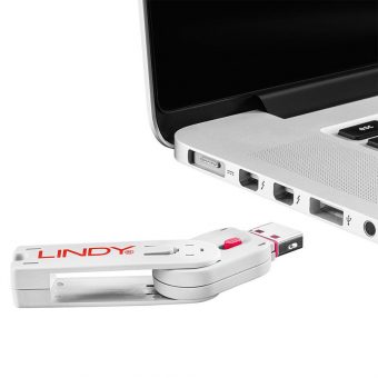 Lindy USB Port Blocker 1xKey + 4xBlocks Pink 40450 - Image 4