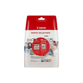 Canon CLI-581 Value Pack Black/Cyan/Magenta/Yellow + GP201 Photo Paper 2106C005