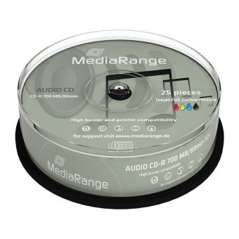 MediaRange Audio CD-R White Printable 700MB 12x 25 Pack Cake MR224