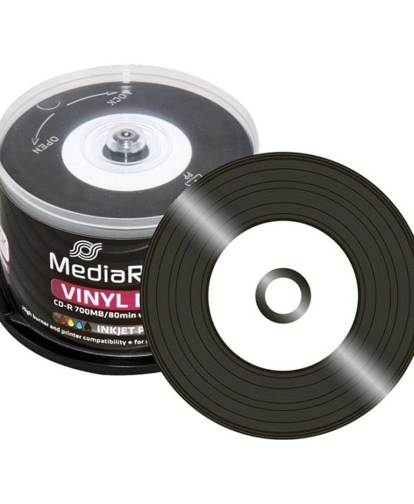 MediaRange Vinyl CD-R Black Printable 700MB 52x 50 Pack Cake MR226