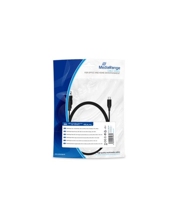 MediaRange Charge & Sync Cable USB 2.0 Male - Micro USB 2.0 Male 1.8m Black MRCS184