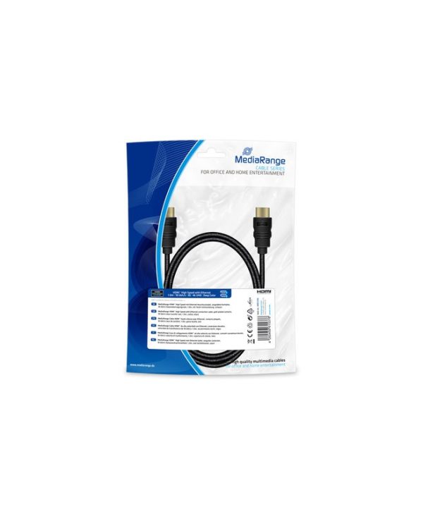 MediaRange Cable HDMI Male - HDMI Male with Ethernet 18Gbit/s Cotton Gold Plated 1m Black MRCS195