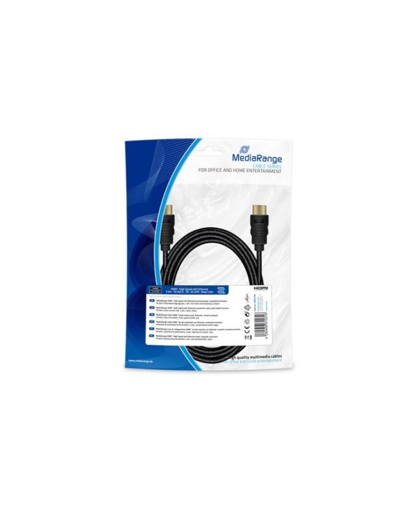MediaRange Cable HDMI Male - HDMI Male with Ethernet 18Gbit/s Cotton Gold Plated 3m Black MRCS198