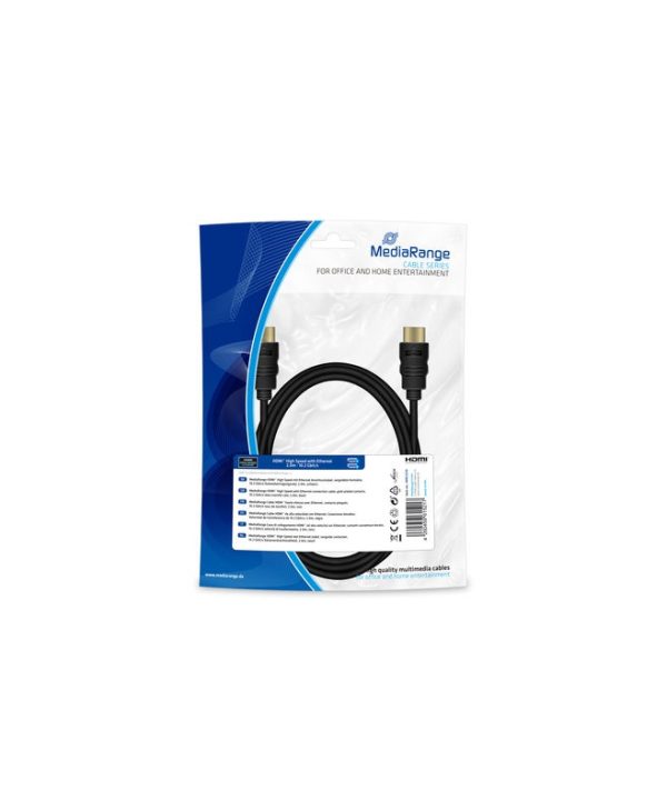 MediaRange Cable HDMI Male - HDMI Male with Ethernet 10.2Gbit/s Gold Plated 2m Black MRCS210