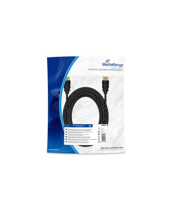 MediaRange Cable HDMI Male - HDMI Male with Ethernet 10.2Gbit/s Gold Plated 5m Black MRCS211